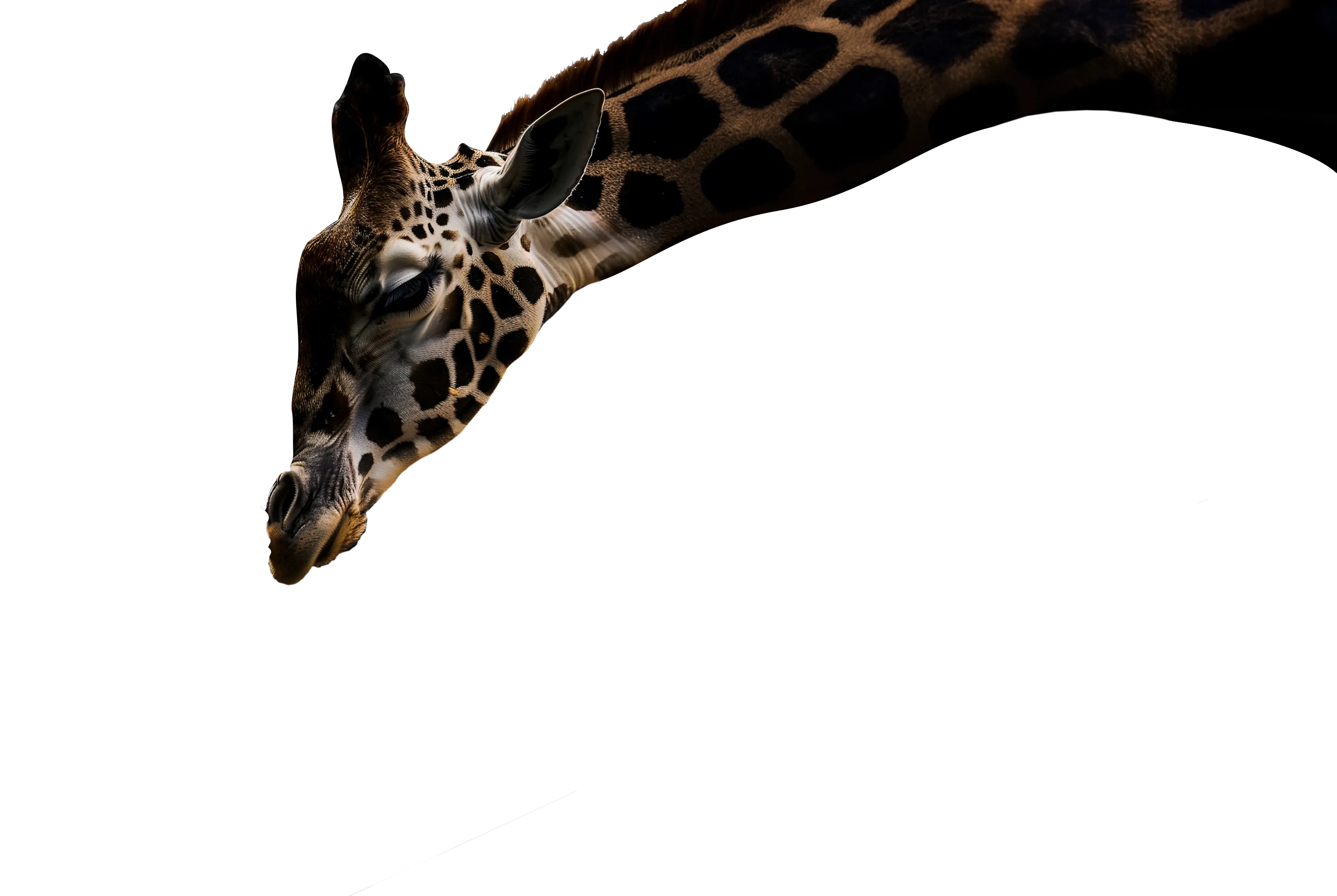 A boy kissing the giraffe head
